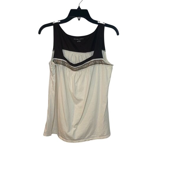 New York & Company Tops - New York and Company Womens Brown and Cream Tank Top M Beadwork Boho Western